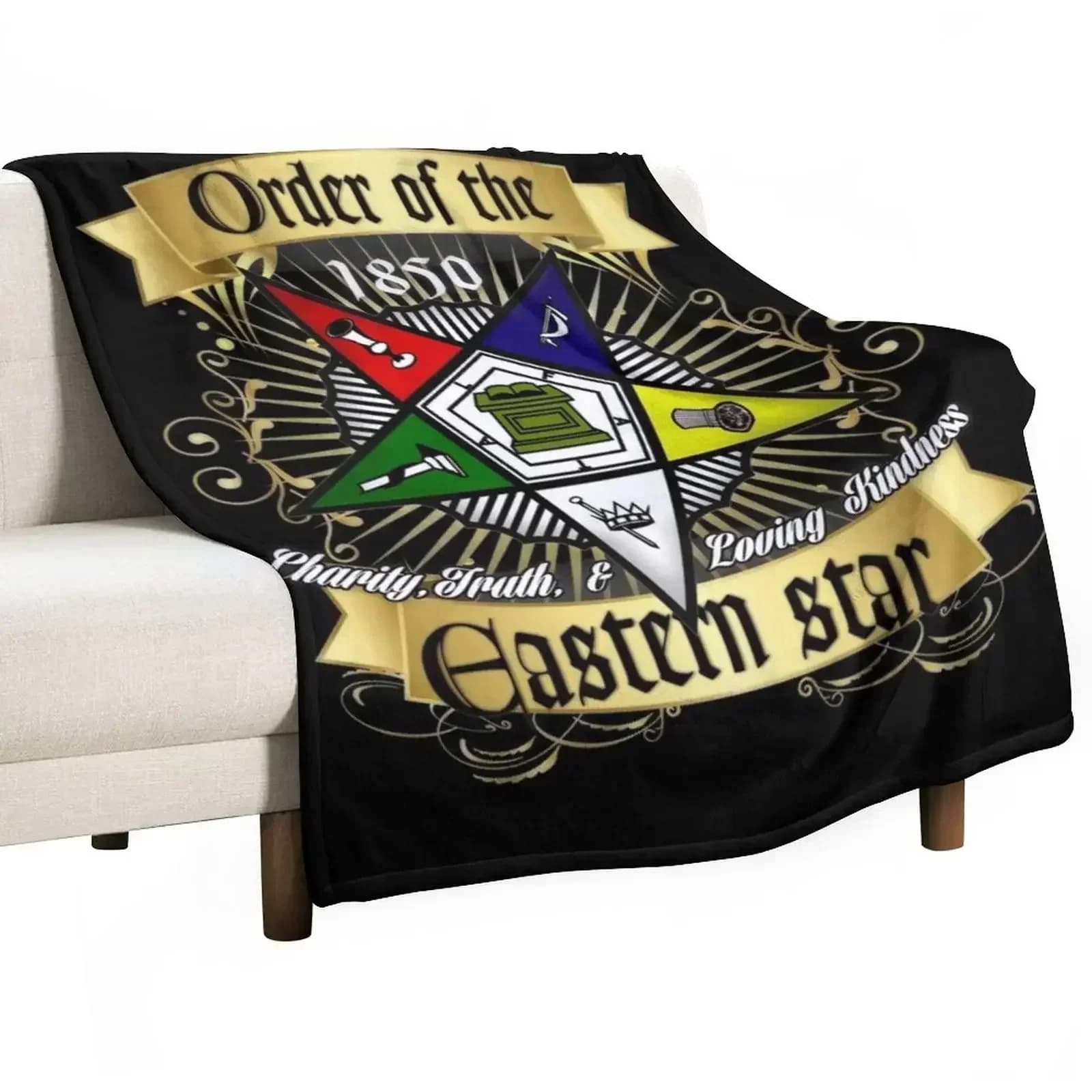 Coperta con logo OES Style Order Of The Eastern Star Sistar Freemason, coperte estive per divani, regali di Natale