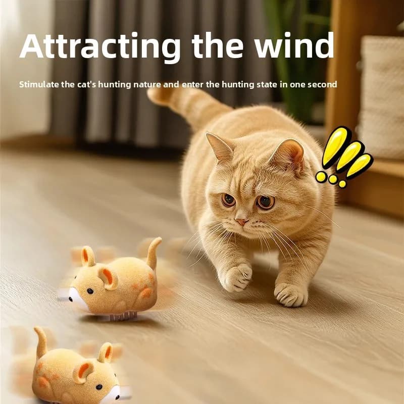 Giocattolo Interattivo per Gatti, Topo Elettrico Interattivo, Giocattolo per Gatti a Forma di Criceto, Movimento Automatico con Evitamento Ostacoli