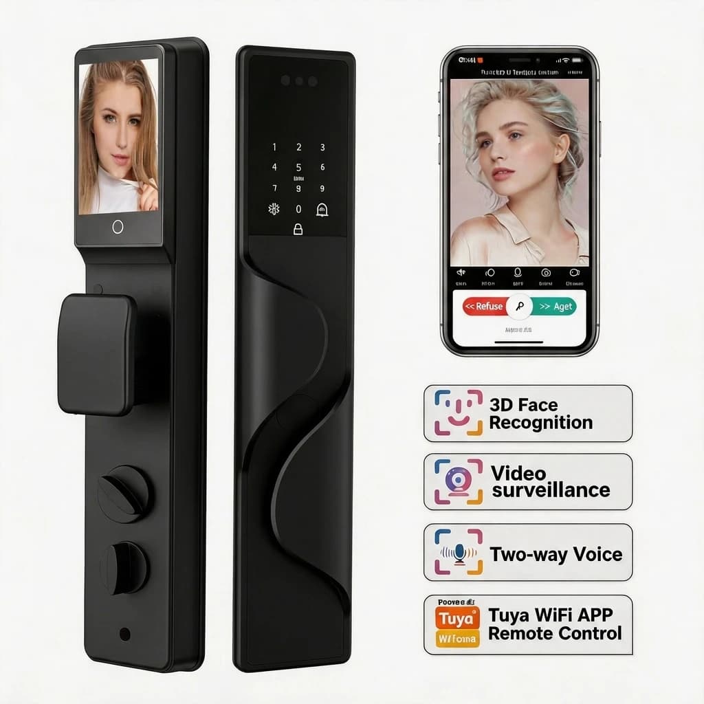 Cloud Facial Tuya Wifi Ttlock Fingerprint Smartlock Automatic 3d Face Recognition Door Lock Digital Smart Lock with Camera