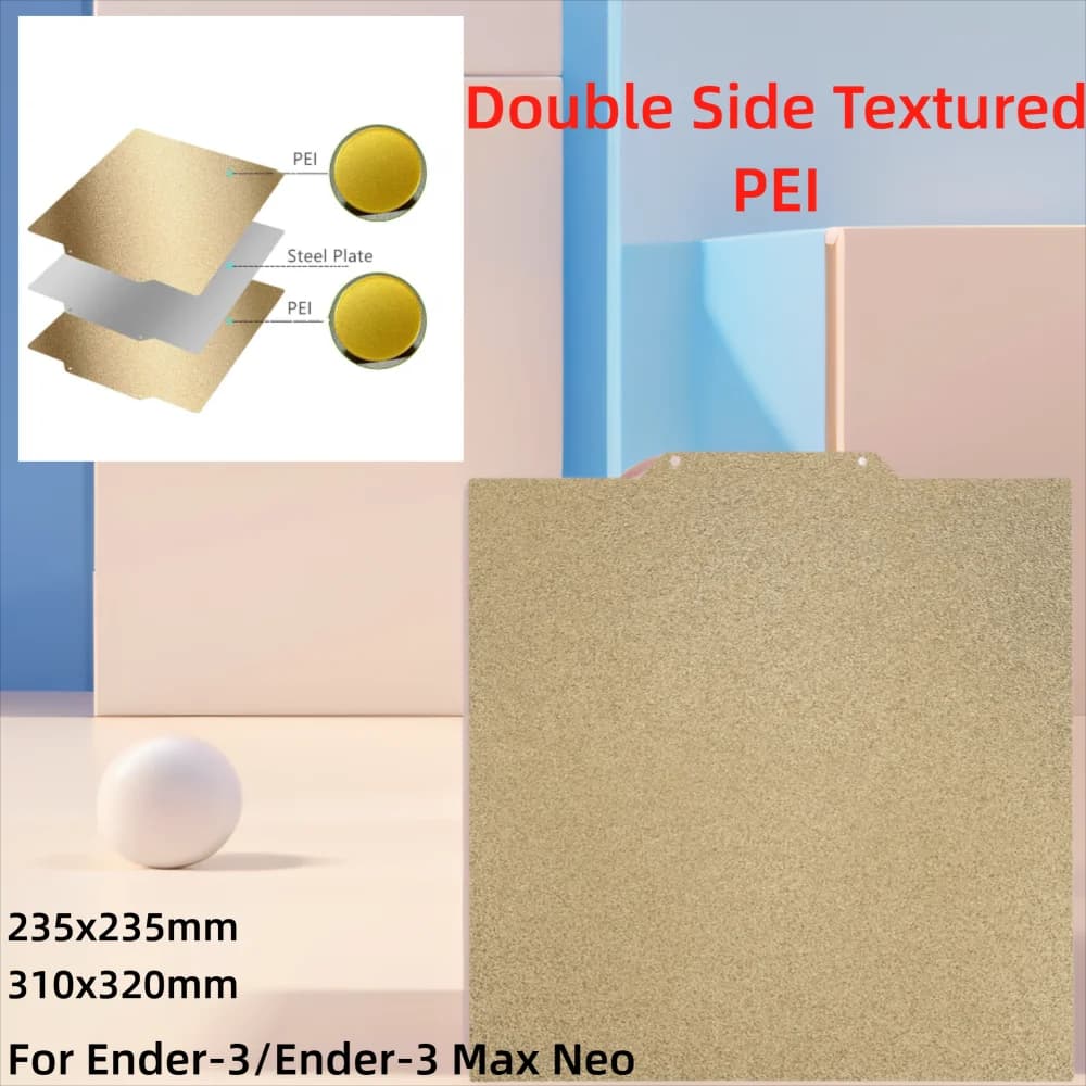 Per Ender-3/Ender-3 Max Neo Piastra di costruzione PEI Copriletto 235x235/310x320mm Lamiera di acciaio per molle Letto flessibile PEI strutturato su due lati
