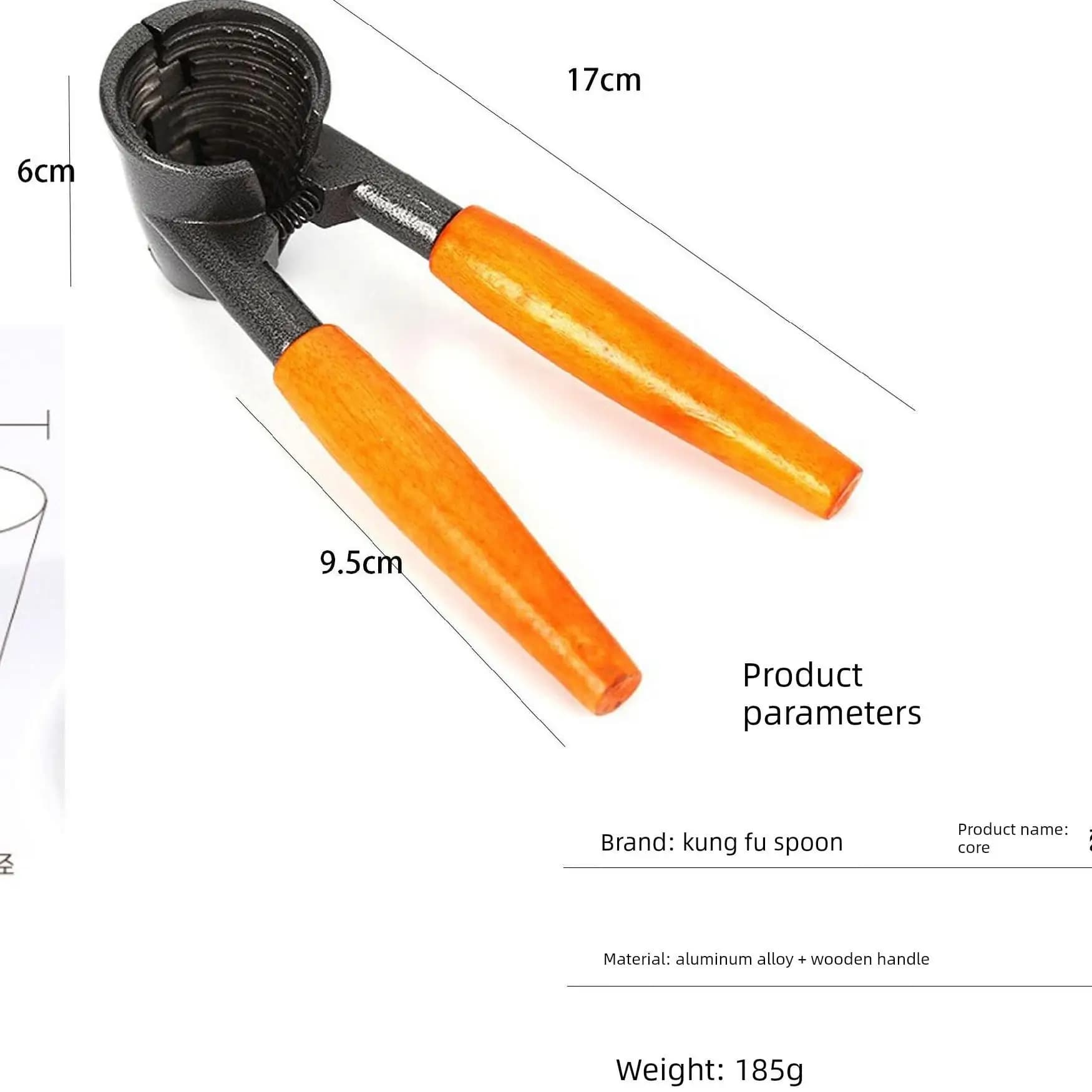 Schiaccianoci con Manico in Legno, Utensile da Cucina a Forma di Imbuto per Frutta Secca, Pinza per Noci, Strumento per la Rimozione di Noci
