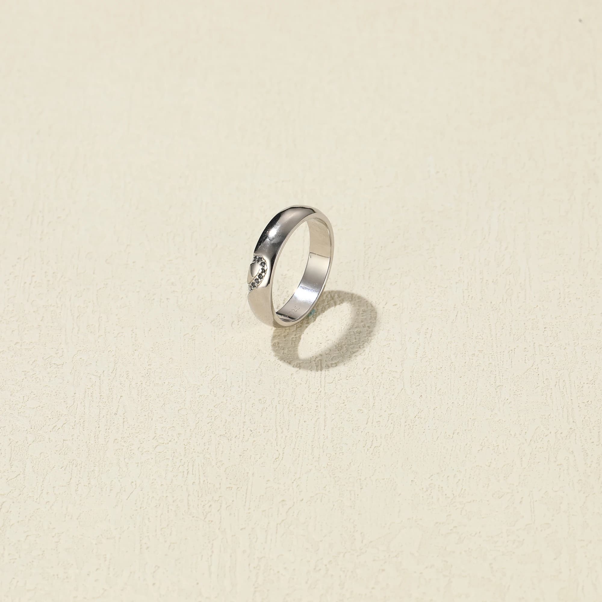 U7 925 sterling silver 5mm di larghezza moissanite nera pavimenta impostazione anelli del cuore per uomo donna coppia gioielli Imitazione gioielli