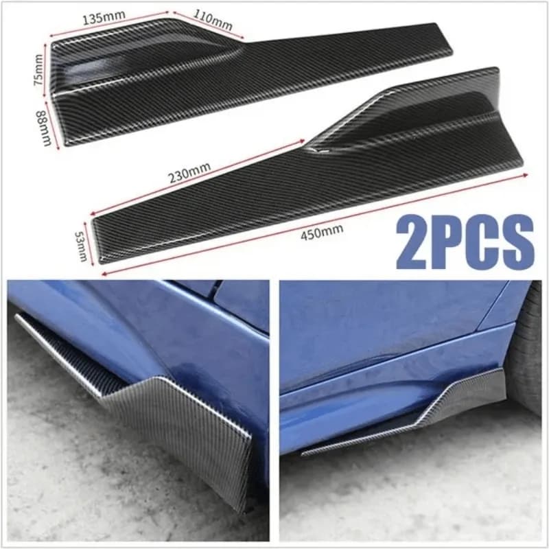 2 pezzi in fibra di carbonio universale 45 cm gonna laterale per auto rocker splitter aletta ala laterale paraurti labbro paraurti gonne laterali carrozzeria styling