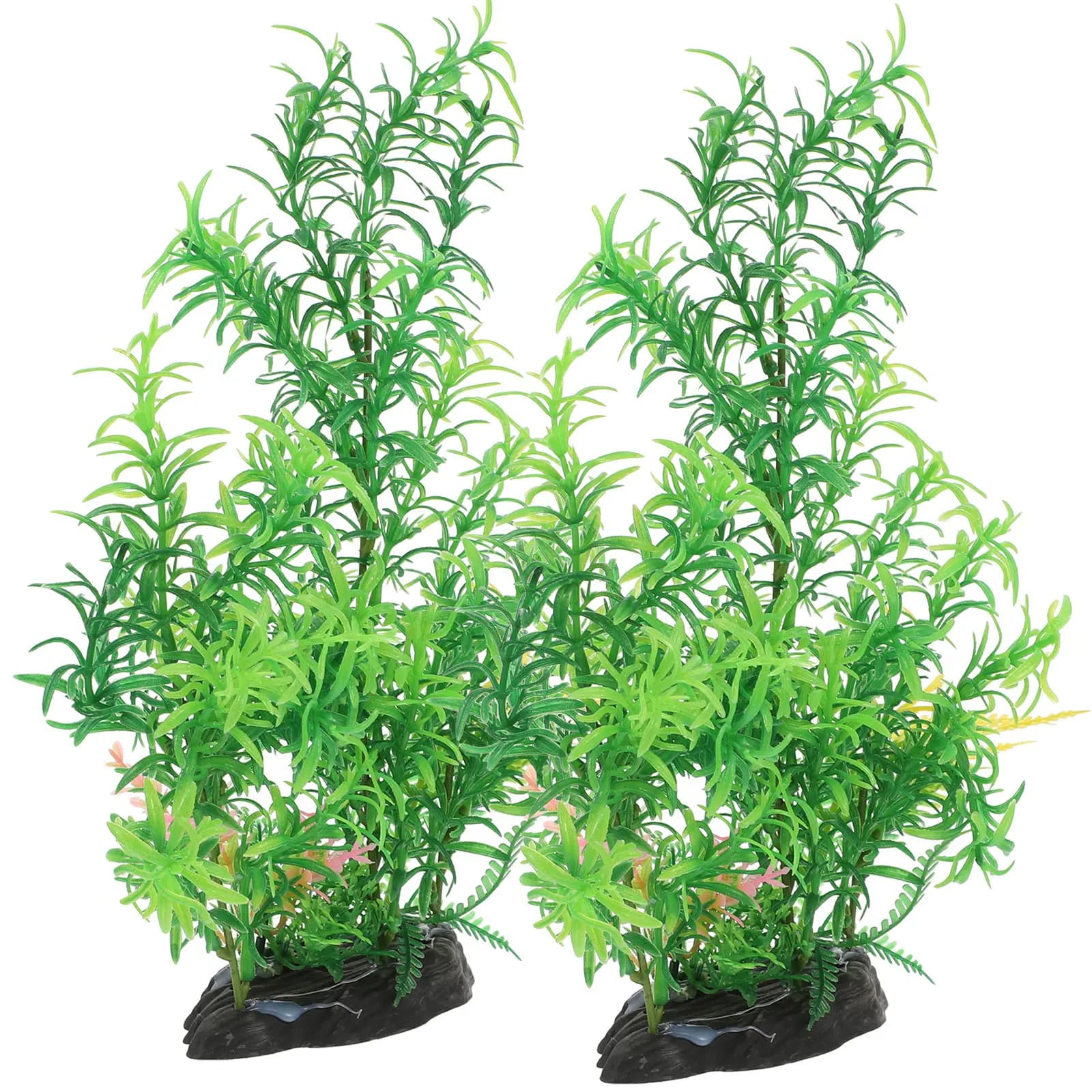 2 Pezzi Piante Artificiali Decorative in Plastica Verde per Acquario, Decorazioni Realistiche per Vasche di Pesci d'Acqua Dolce