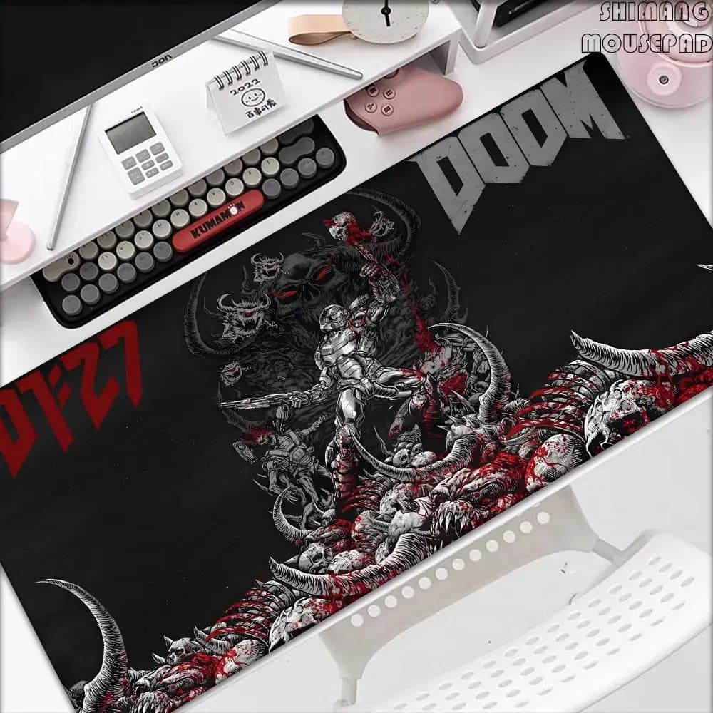 Hot Game D-DOOM E-Eternal Mousepad Gaming Accessories Large MouseMat Gamer XXL Carpet PC Cabinet Tablepad 900x400MM Mausemat Rug