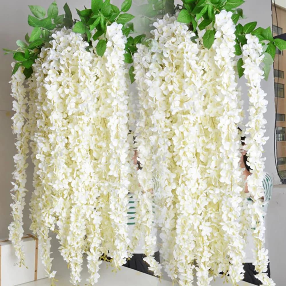 10/20 pcs 1 m wreathed artificial silk flower screw hanging plant screw house white wedding garden party flower decoration string