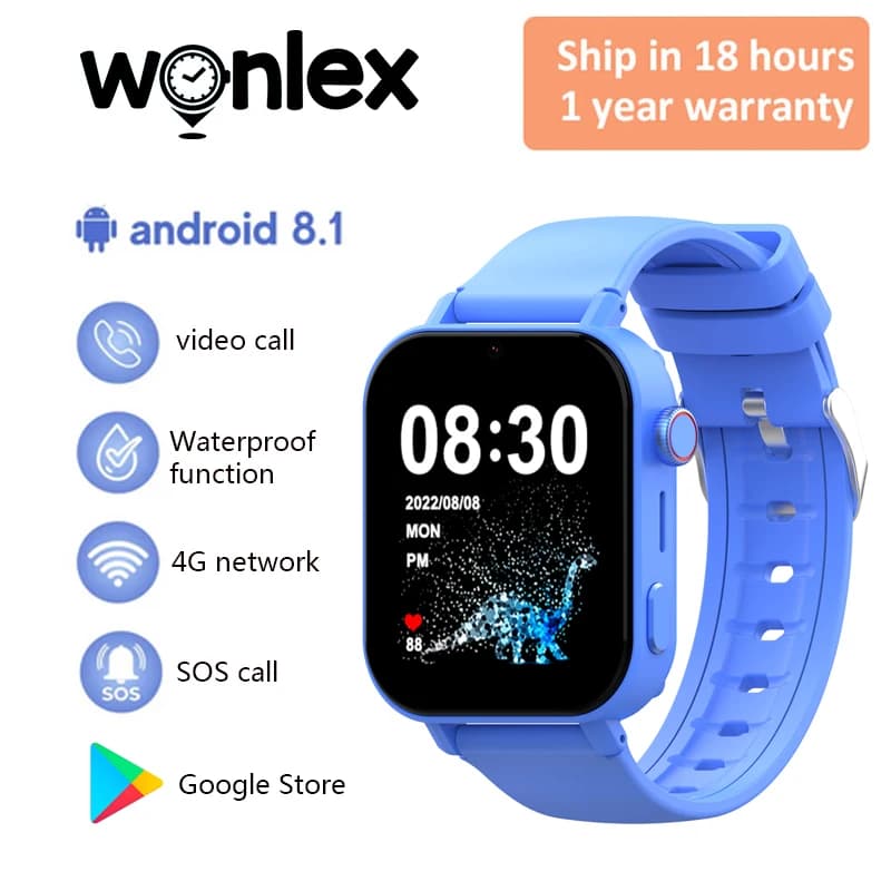Wonlex KT36 Smartwatch Bambini Google Store APP Scarica GPS WiFi Tracker Videochiamata Avviso SOS Promemoria bevande Smart Watch Bambini