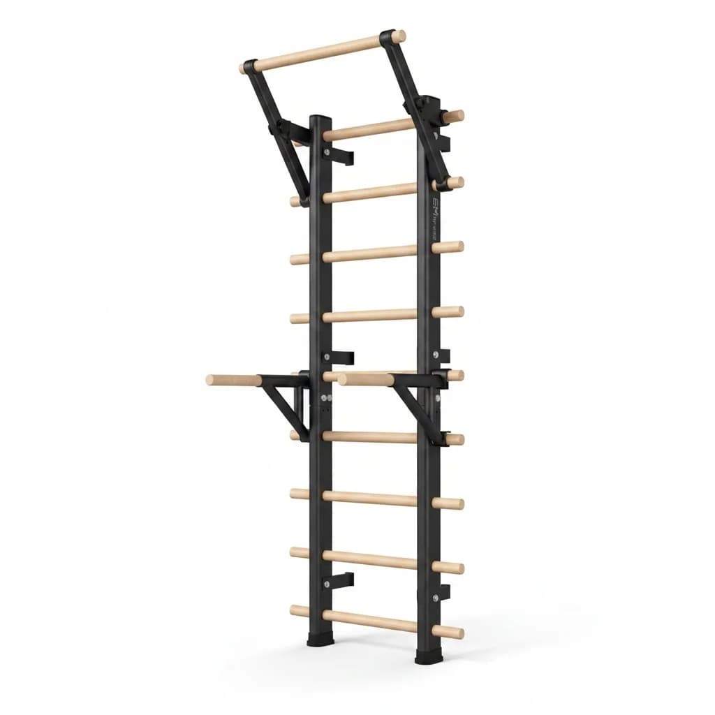 Spalliera Svedese in Legno, Barra per Trazioni a Muro, Attrezzatura per Fitness e Stretching per Palestra Domestica