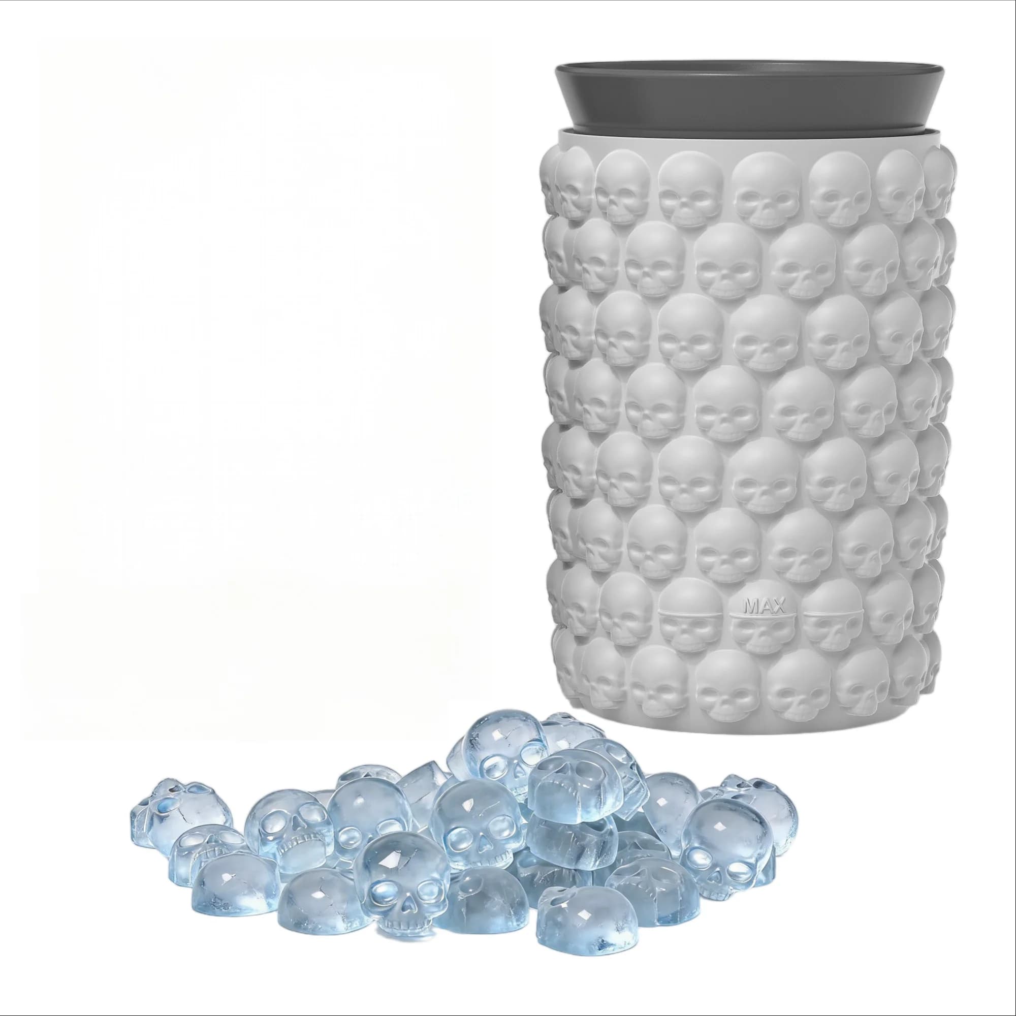 Stampo in silicone a forma di teschio 3D flessibile per palline di ghiaccio, stampo per ghiaccio a forma di tazza, per congelatore, stampo per palline di ghiaccio a forma di testa di teschio horror per cocktail