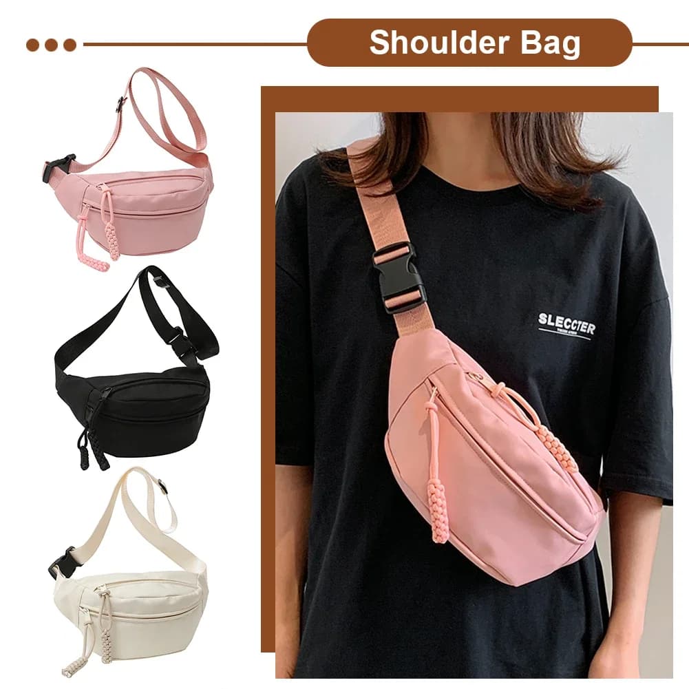 Women's Shoulder Bag, Canvas Sports Bag, Casual Running Waist Bag