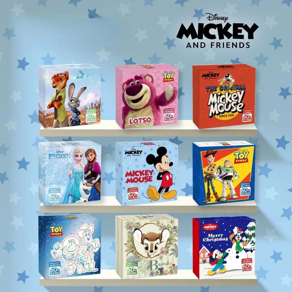 Confezione Regalo Originale Disney con 60 Adesivi Impermeabili, Lotso, Frozen, Toy Story, Zootopia, Decalcomanie Cartoon per Laptop, Borracce e Tazze