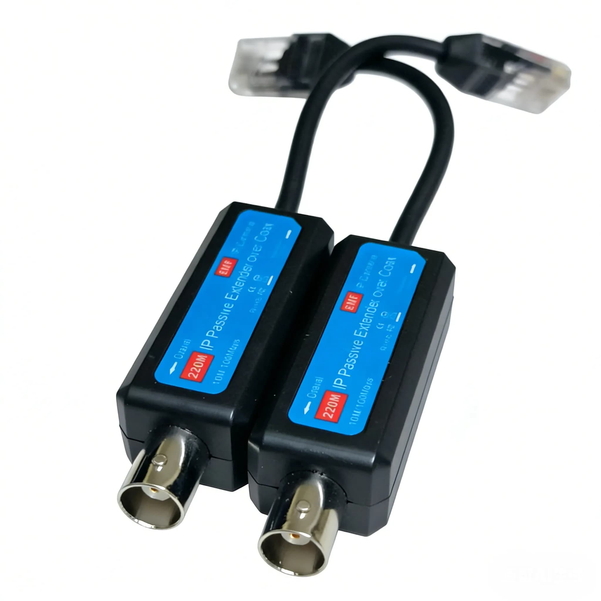 Trasmettitore e Ricevitore Coassiale IP Passivo 10/100Mbps 1CH per Estensione su Coassiale, Trasmissione Stabile per Telecamere NVR IP