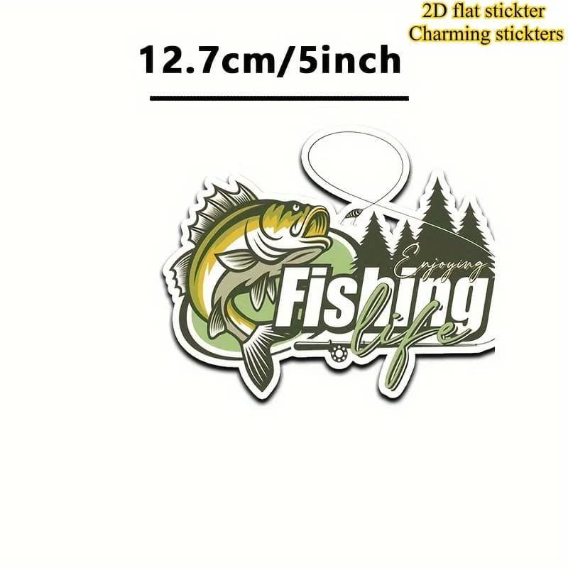 1Pc 2D Flat Fishing Bass Tree Waterproof Vinyl Sticker Anti Scratch Decal For Tackle Box Car Laptop Outdoor Gear