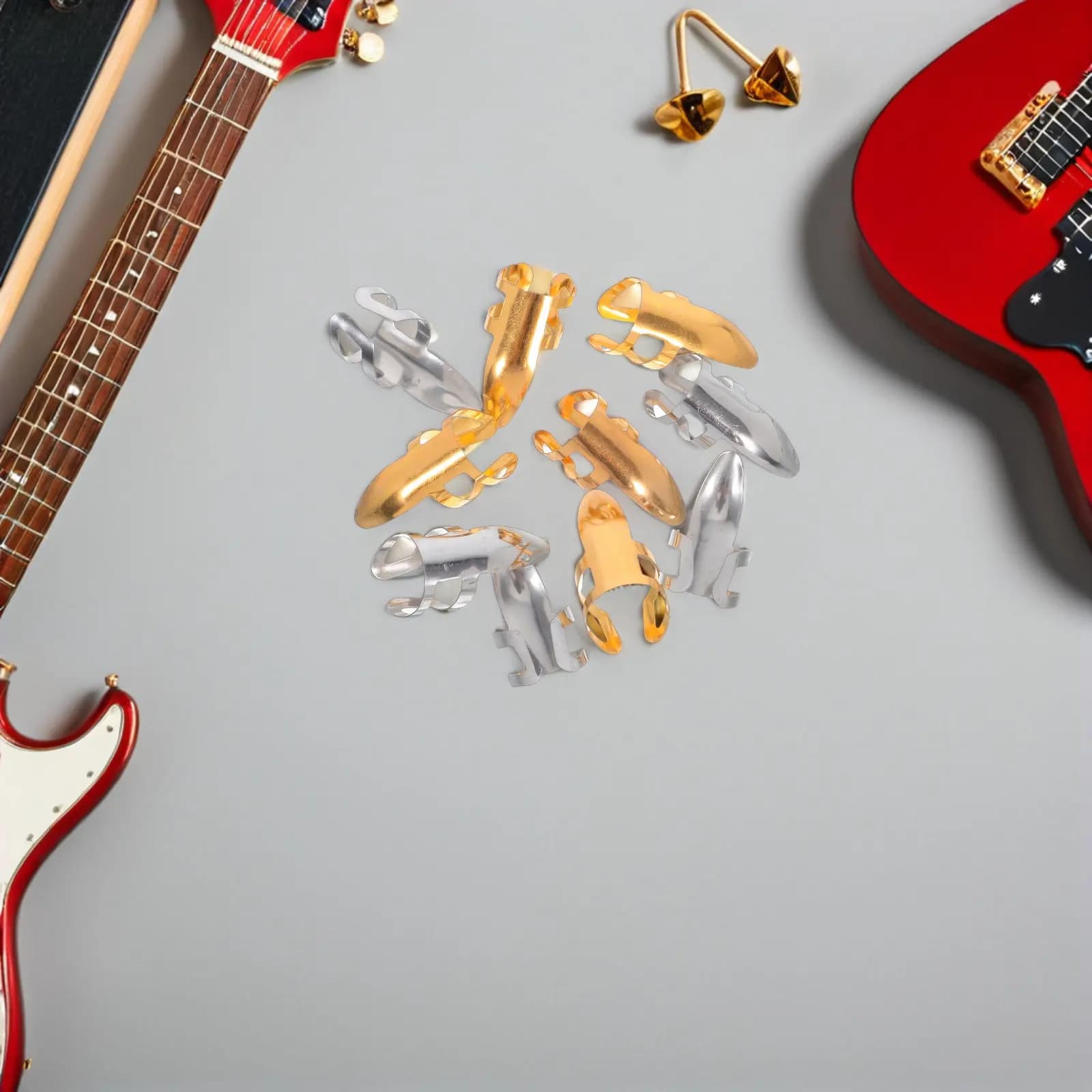 10Pcs Guitar Finger Picks Adjustable Stainless Steel Thumb Picks Guitar Accessories and Player Tools Acoustic Electric Bass