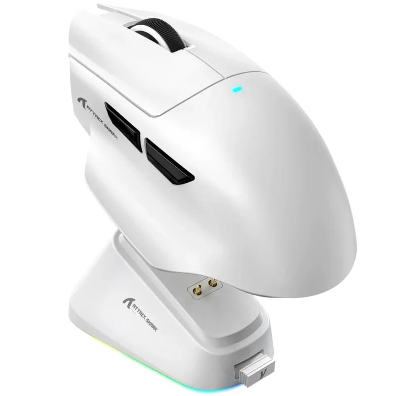 Mouse wireless tri-mode ATTACK SHARK V6 Bluetooth 25000DPI con macro e base di ricarica magnetica per giocatori