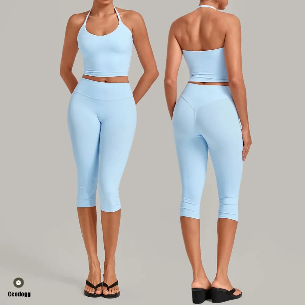 Pad 2PCS Fitness Women Tracksuit Outfits Suit Yoga Set Gym Running Push Up Sportswear Legging Workout Capris Athletic Wear XP94