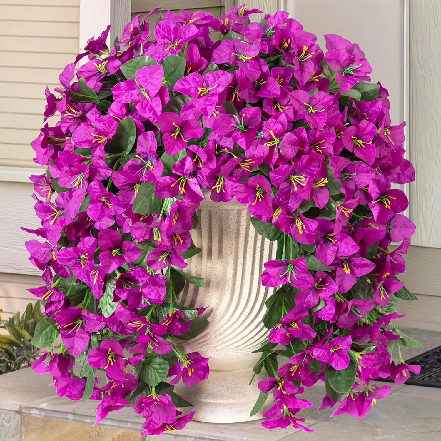 Fiori Artificiali di Bouganvillea Resistenti ai Raggi UV, Aspetto Realistico, Viti di Fiori Finti in Seta per Decorazioni Domestiche, Esterne, Portico, Giardino e Matrimoni