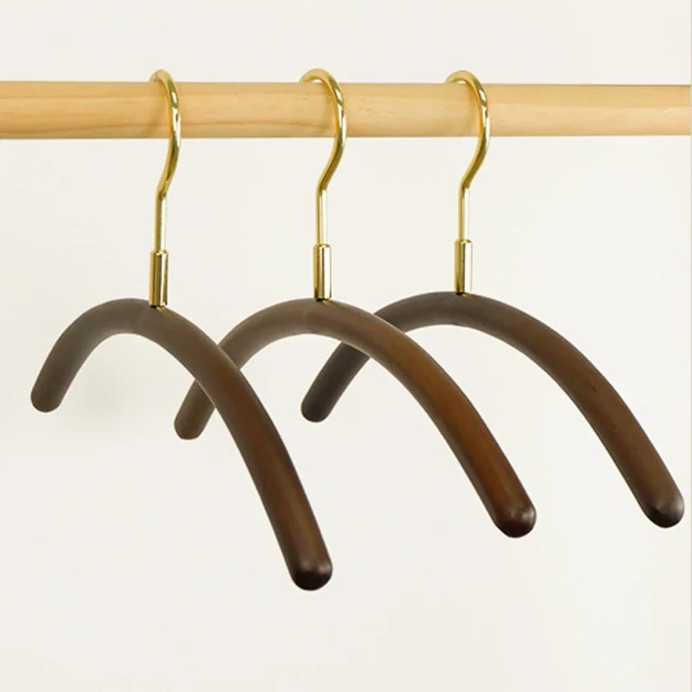 10PCS Solid Wood Hangers - Light Luxury Nordic Style, Retro Simple Brass Clothes Hangers for Adults