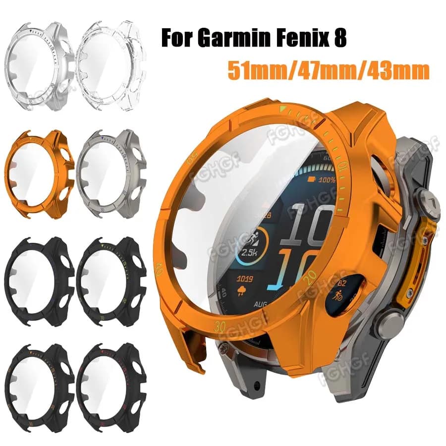 Custodia Per Garmin Fenix 8 43/47/51mm AMOLED Solar Tempere Protezione Dello Schermo In Vetro Duro PC Paraurti Protettivo Per Garmin Fenix8 copertura