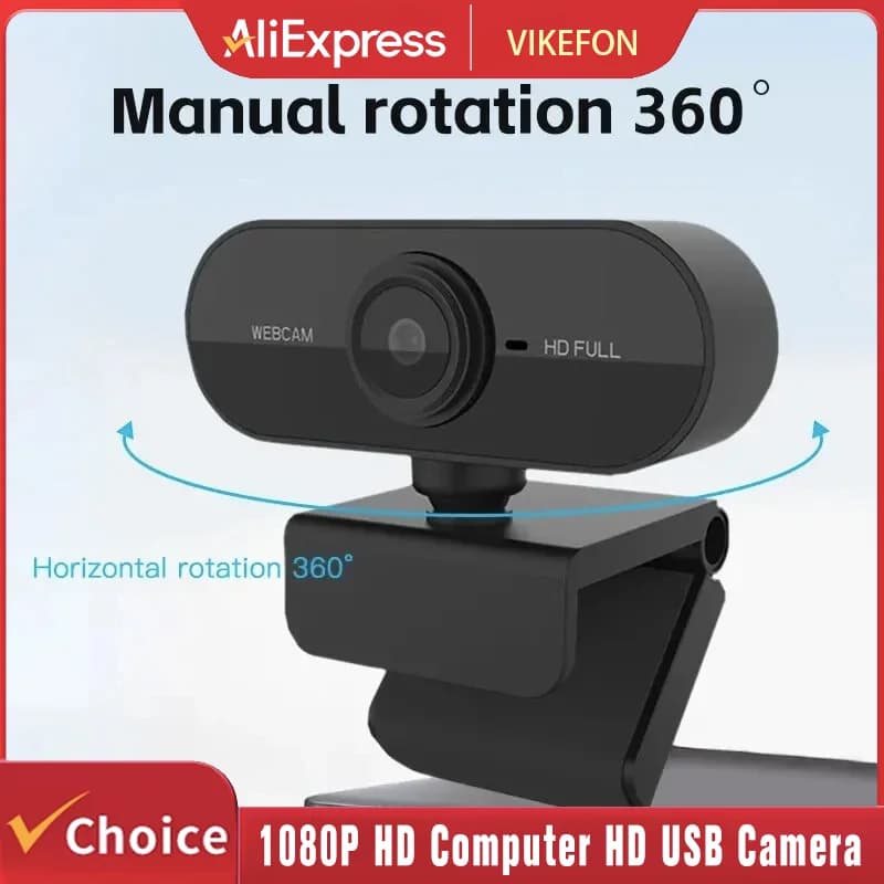 Webcam with USB Connector, Rotating Camera for PC, Mac, Laptop, Videoconferences, Work, Mini Webcam for Computer
