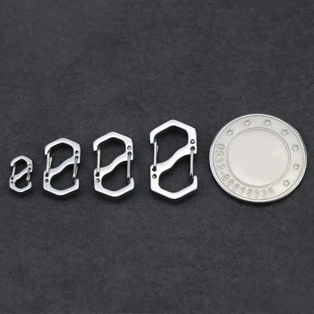 10PCS Stainless Steel Backpack Buckle S Type Handmade Carabiner with Lock Silver Necklace Clasps Jewelry Accessories