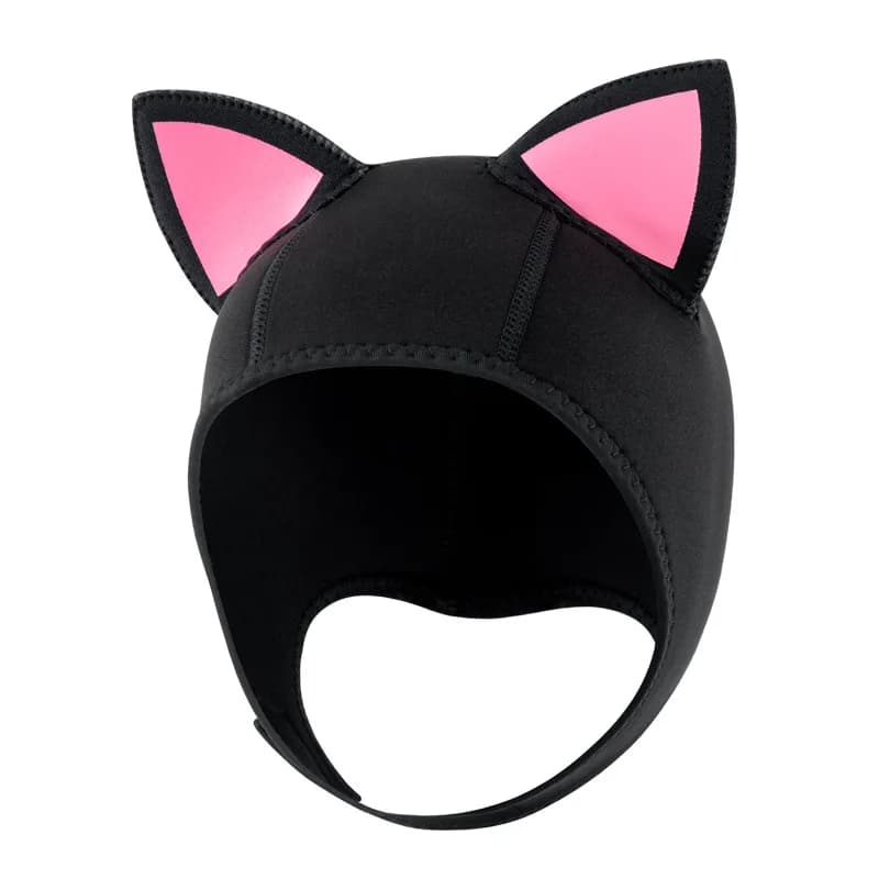 3 mm neoprene sub cap with women's subgola, cute cat ears, waterproof hat, suit hood, swim, snorkeling