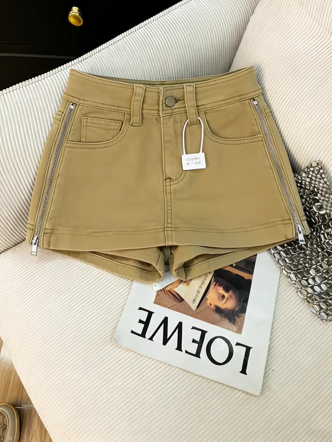 Retro High Waist Side Zipper Denim Skirt Women's Summer New Design Slimming Sexy Anti-Light Tight Fit Skirt Pants