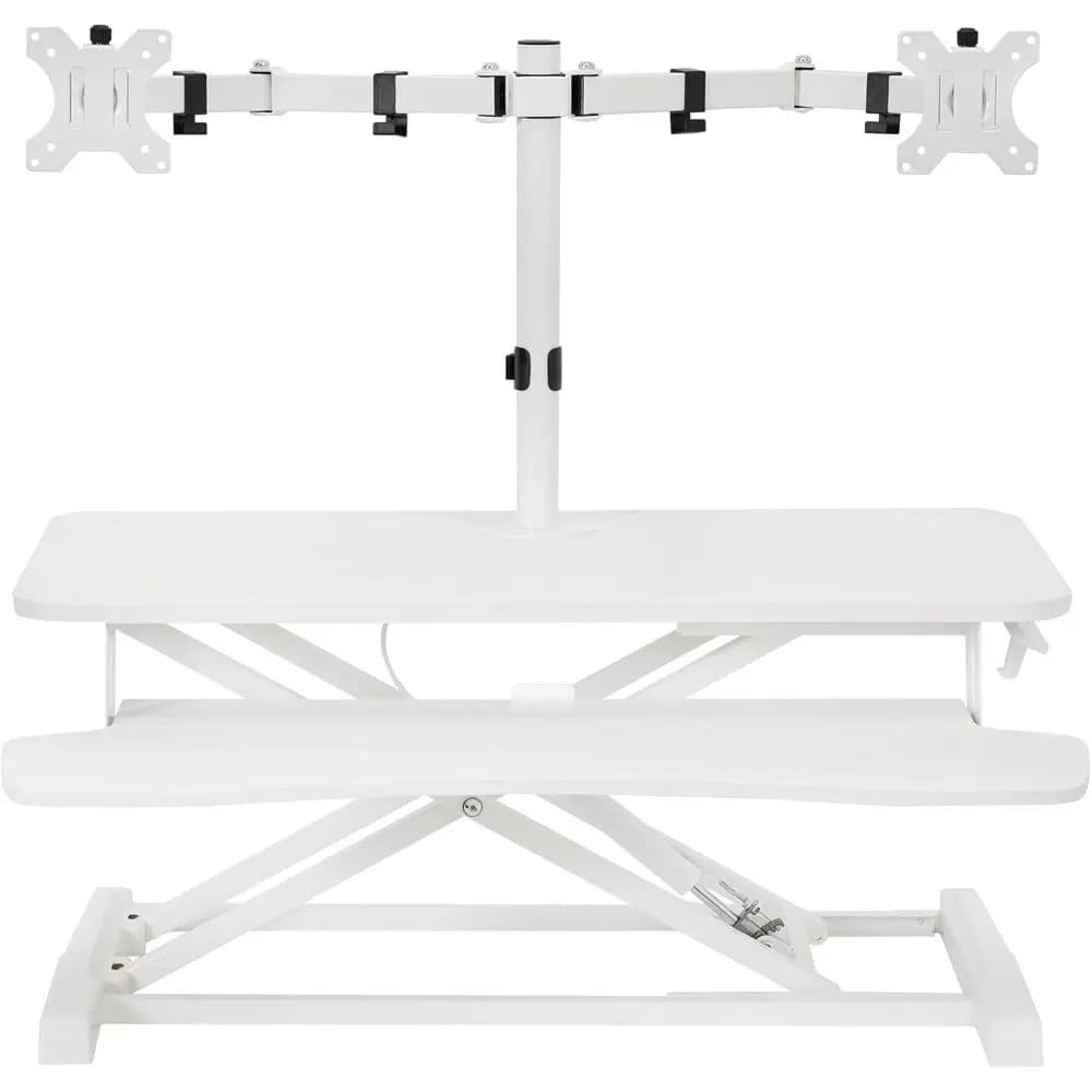 Convertitore da scrivania regolabile in altezza 32 con supporto per doppio monitor, 13-30, bianco