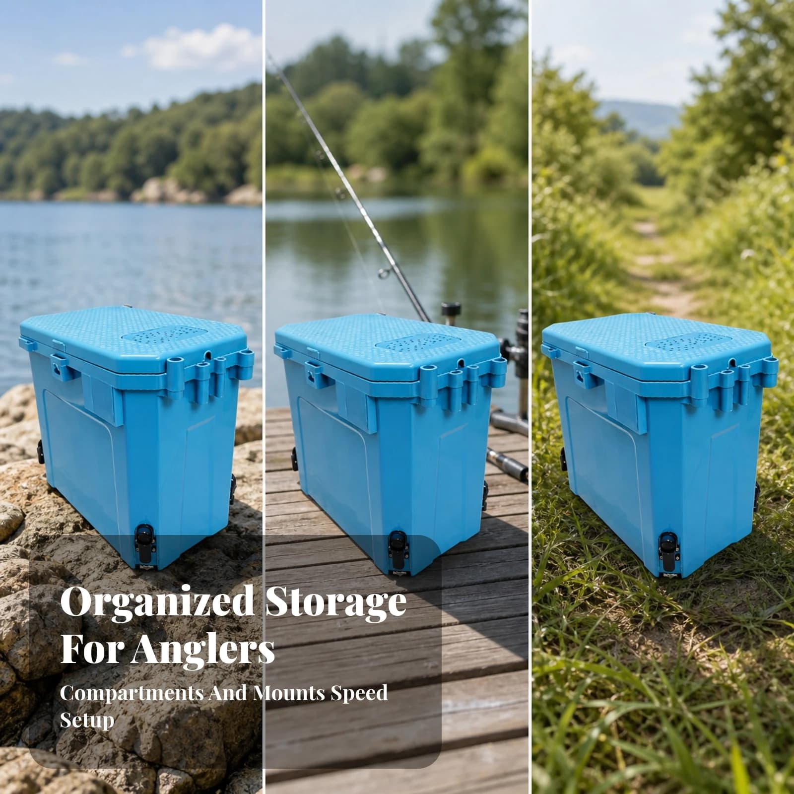 Fishing Seat Box Heavy-Duty Tackle Storage Box with Legs Robust Portable for Anglers
