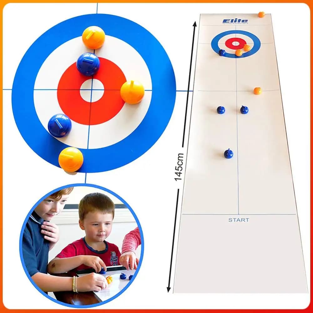 Giochi di Curling Compatti per Famiglie con 8/16 Pietre da Curling da Tavolo, Gioco da Tavolo Sportivo per Feste, Attrezzatura per Giochi di Curling per Età 6+