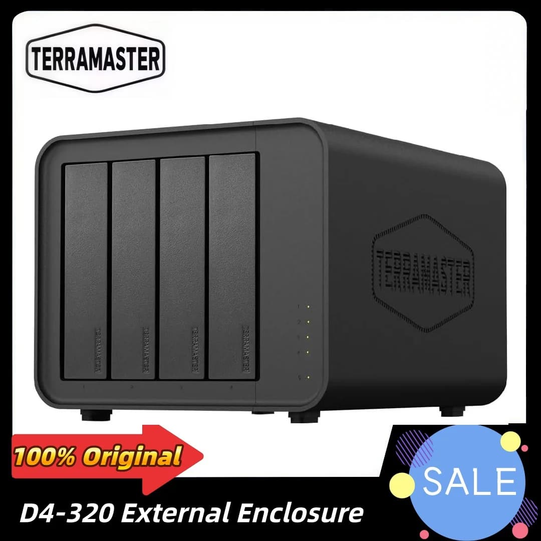 TERRAMASTER D4-320 4-Bay Hard Disk Enclosure USB 3.2 Gen2 10Gbps Type-C USB Storage Hot Swappable Plug and Play (Diskless)