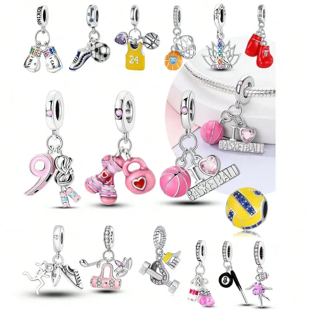 Ciondoli Plata Ciondolo con perline da basket a forma di cuore rosa placcato in argento per ciondoli Bracciale originale placcato in argento per la creazione di gioielli