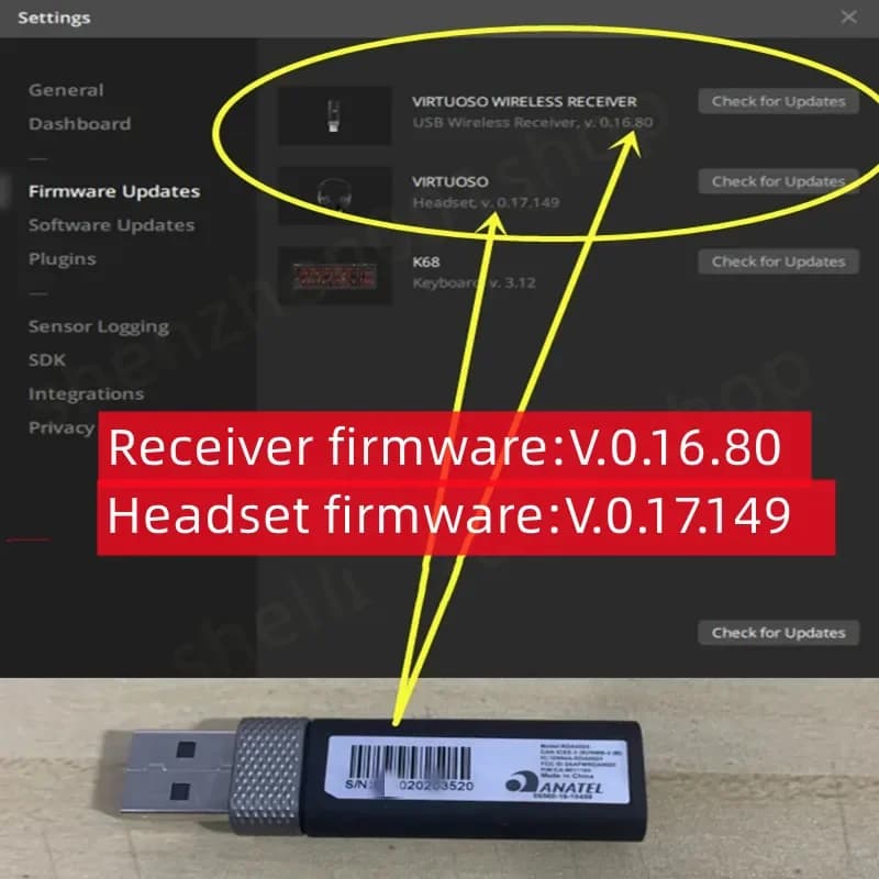 Adattatore dongle ricevitore Usb per auricolare Wireless nero Corsair VIRTUOSO