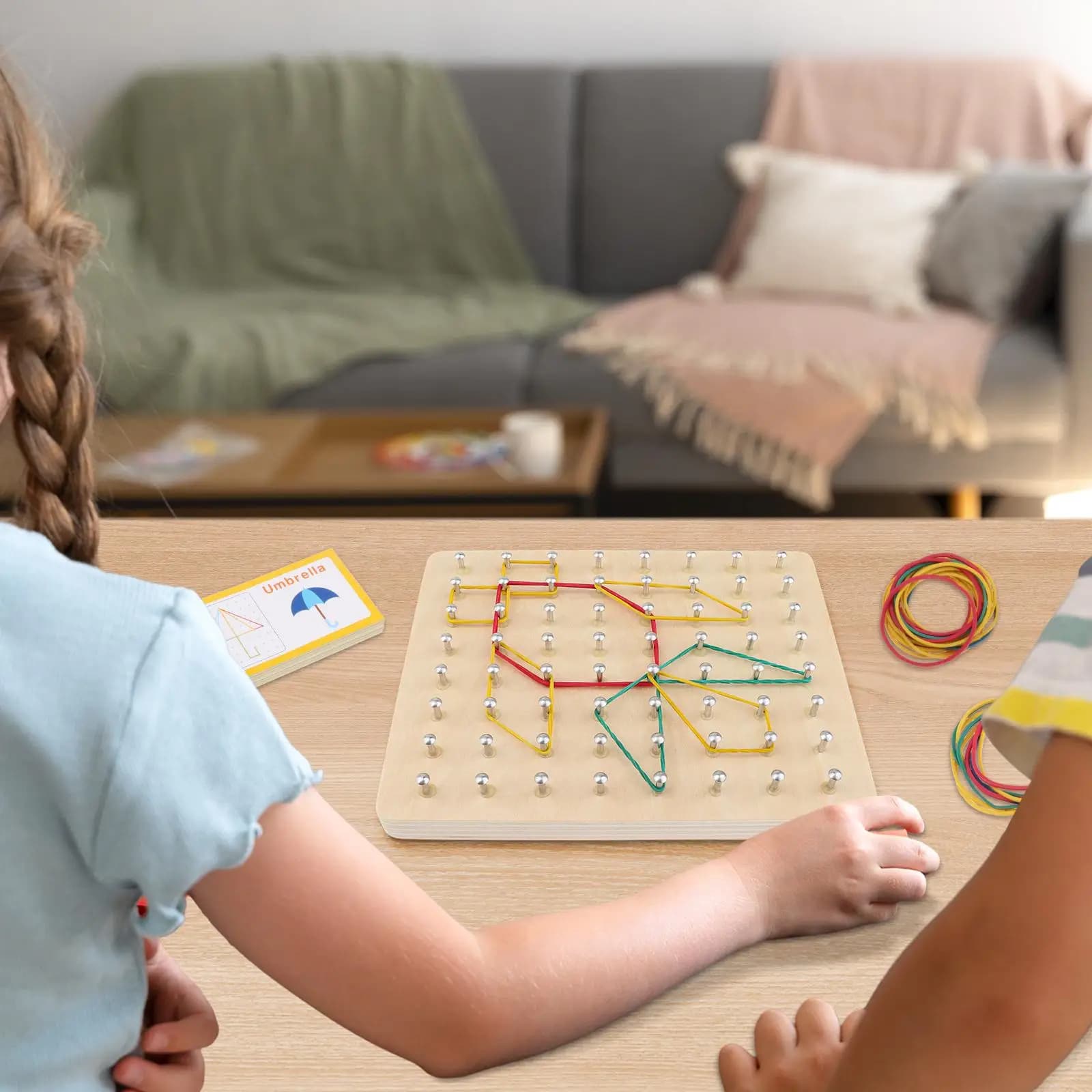 Geoboard in legno Array Block Geoboard Shape Puzzle Giocattoli educativi Giocattolo di sviluppo Materiale manipolativo matematico per bambini