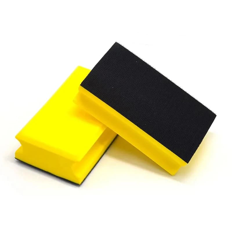 Blocco di molatura manuale Tampone abrasivo in PU 71x120mm Tampone per lucidatura Blocco di levigatura ad anello con gancio posteriore per levigatura del legno
