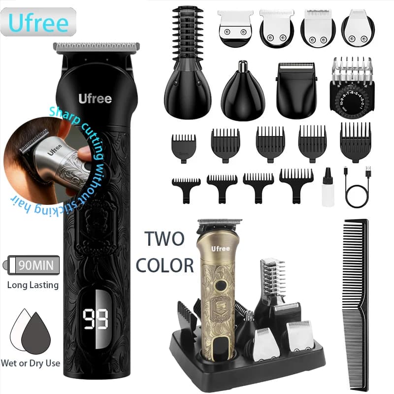 Ufree Barba Trimmer for Men, Electric Razor, Cordless Haircuts Kit for Baffi Body Naso Eye Earrings Face, Announcement