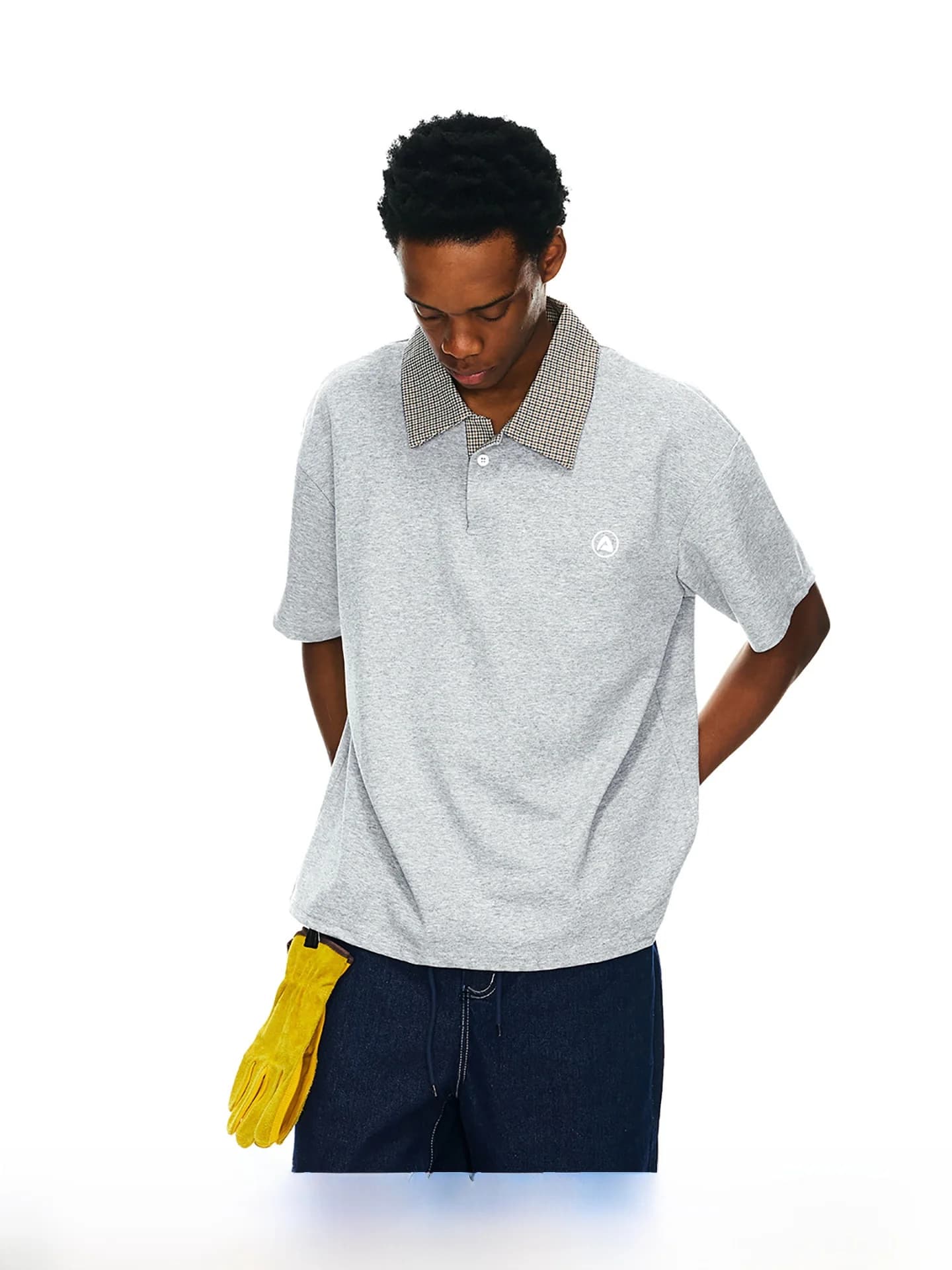ARTANNIE Men's Neck Short Sleeve T-Shirt Summer Loose Couple's Shirt Birdseye Pattern Splicing Breathable Cotton Blend