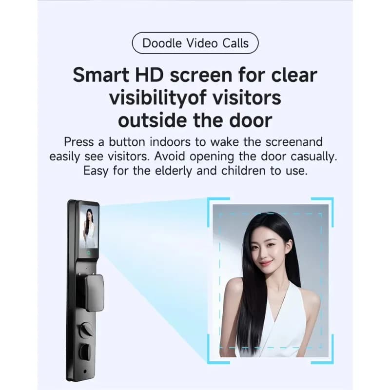 Keyless Smart Door Lock Fingerprint Push-Pull Home Security with Camera