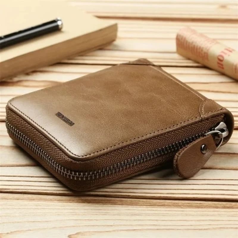 Portafoglio WEIXIE con cerniera Portafoglio bifold in pelle con cerniera Portafoglio piccolo con moneta corta RFID