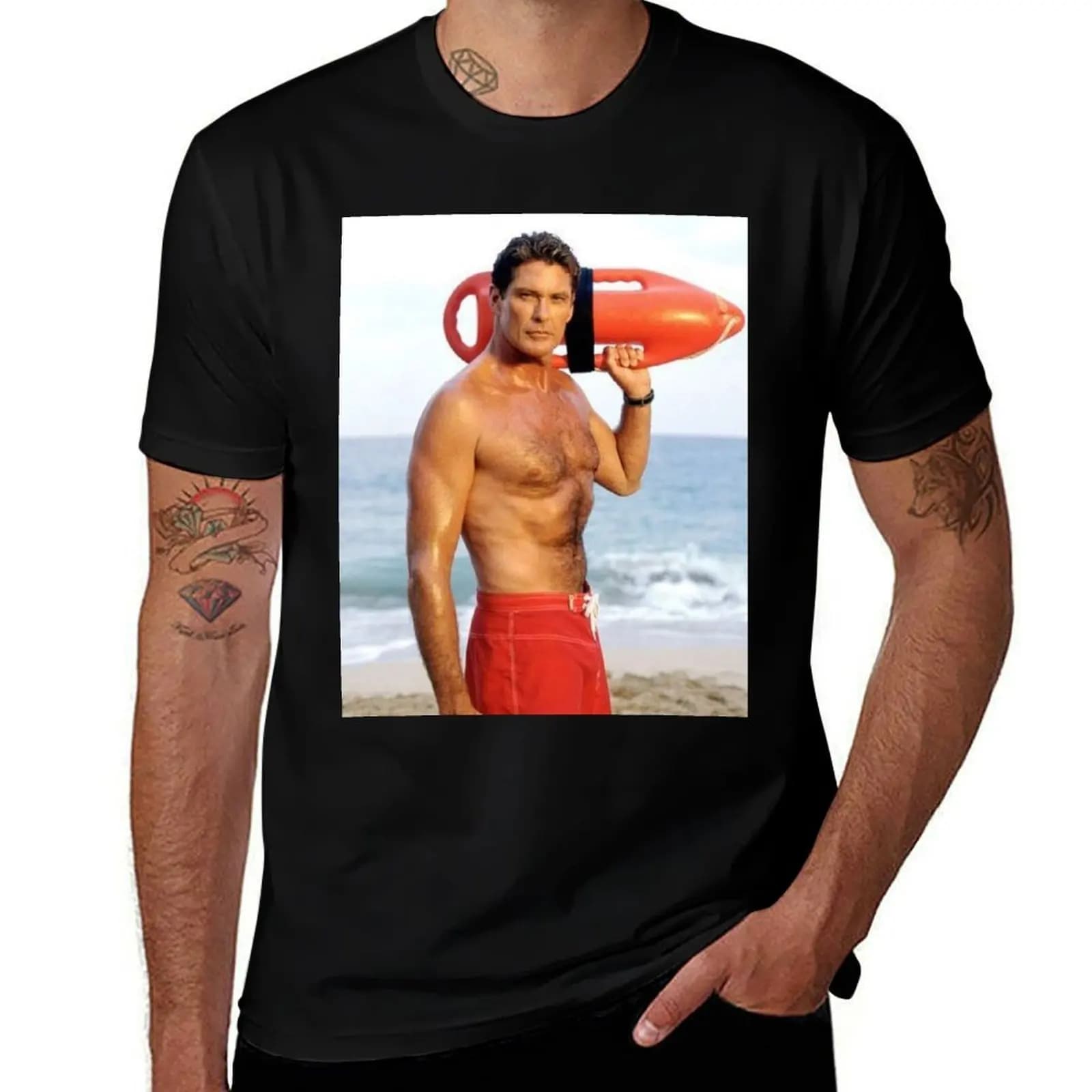 david hasselhoff summer T-Shirt Casual Graphic Print Tee T-Shirt