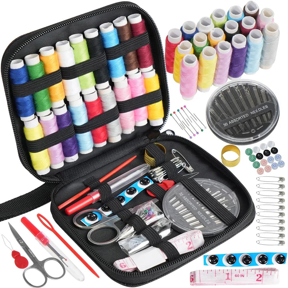 Kit da cucito - Kit da cucito su tela di colori misti - Portatile, Mini, Basic - Viaggi, riparazioni quotidiane, emergenze - Qualsiasi chi cucire, Tr