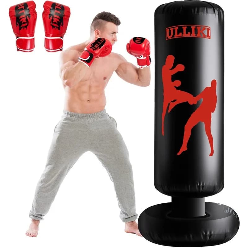 Adult boxing bag with gloves, boxing bag with adult support, inflatable baby boxing bag 12-14 years