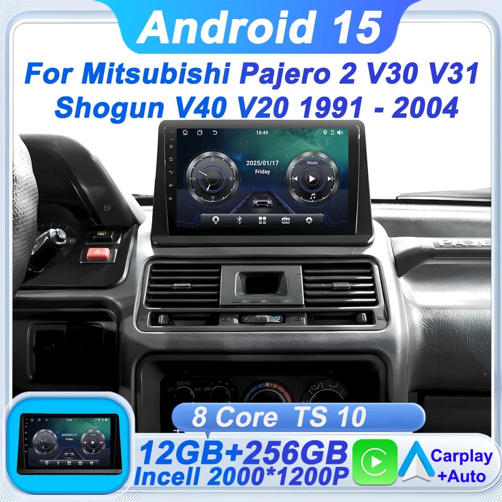 For Mitsubishi Pajero 2 V30 V31 Shogun V40 V20 1991 - 2004 Autoradio Android Reader Auto 15 BT Navigation CarPlay GPS Wifi BT FM
