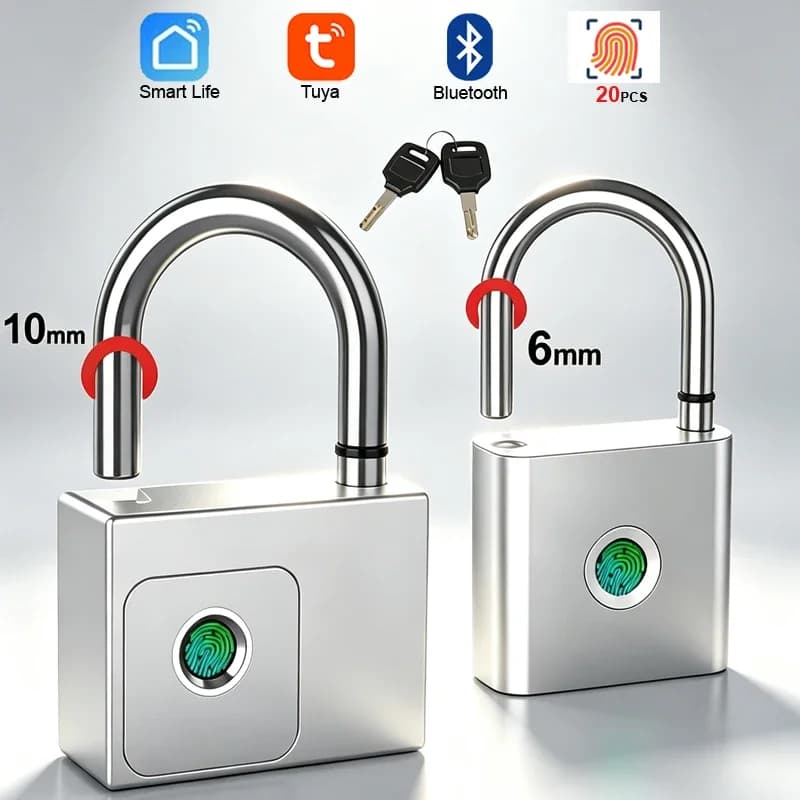 Fingerprint Padlock Bluetooth Smart Home Door Lock 20 Groups Fingerprint Safe Backup Key USB Charging For Home House Garage