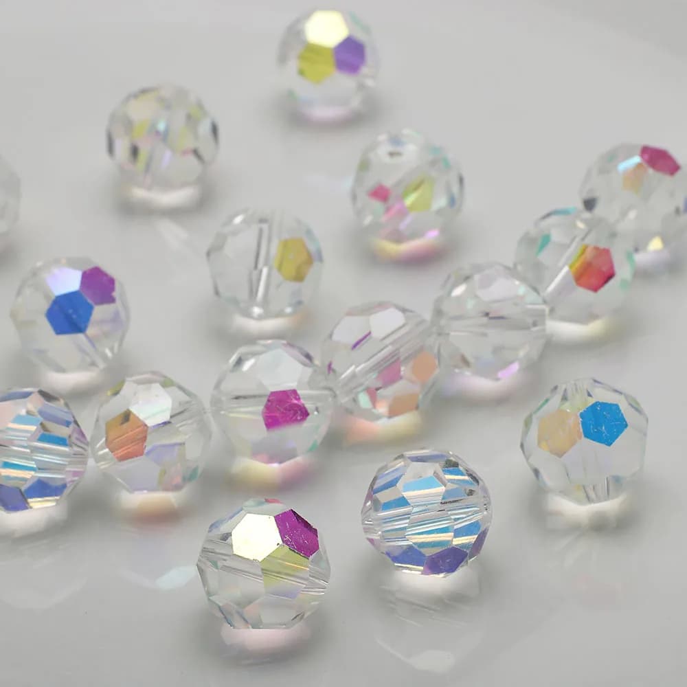 2 3 4 6 8 10 12 14mm 32Faceted Round Ball Crystal Glass Spacer Beads Crafts For DIY Making Earing Necklaces Jewelry Needlework