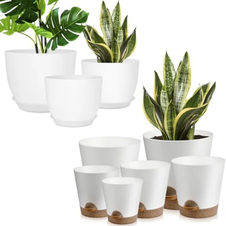 Set di 3 Vasi per Piante da 12, 10 e 9 Pollici, Vasi per Fiori con Fori di Drenaggio Multi-Mesh