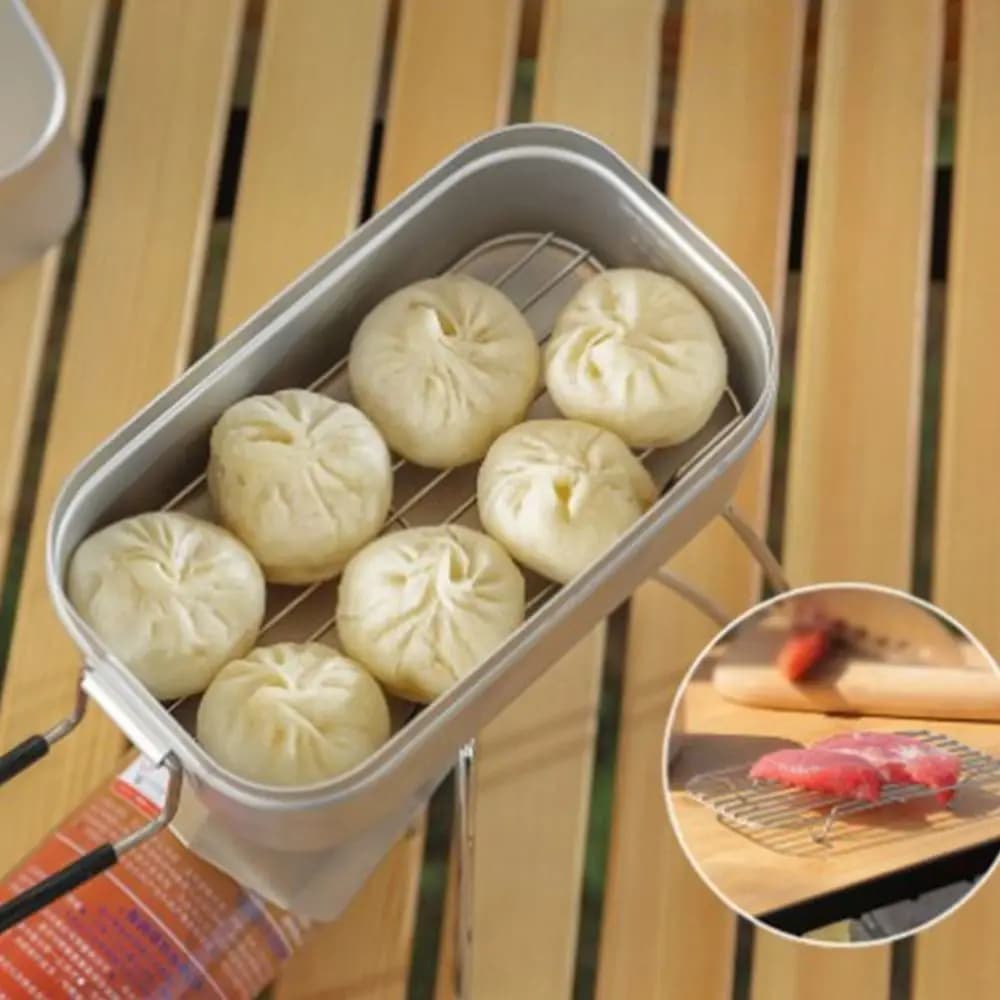 Contenitore per Pranzo Durevole da 800ML con Manico Pieghevole, Scatola Bento in Alluminio Leggera, per Campeggio