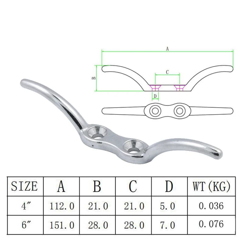 2 Pieces Stainless Steel 316 Anchor Rope Cleats 112mm 151mm Marine Accessories Boat Hardware Stainless Rope Cleat Parts