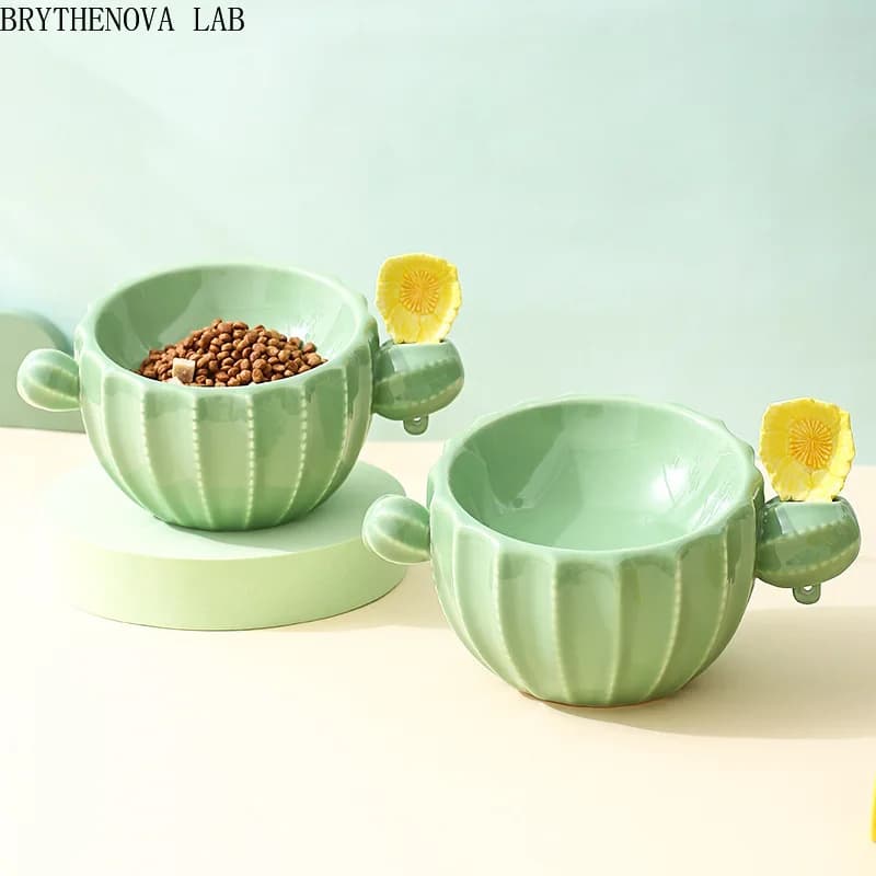 Pet Ceramic Bowl Small Dogs Tilted Food Water Bowls Cat Eating Drinking Supplies
