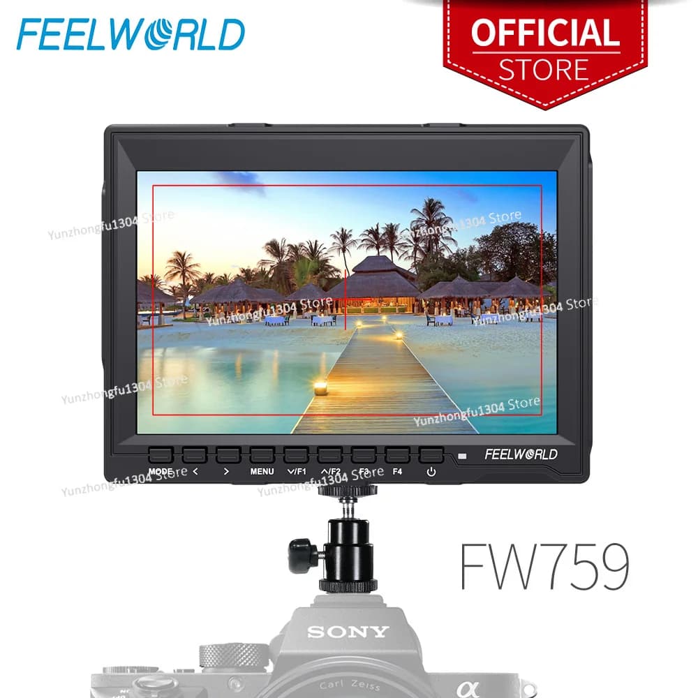 Feelworld Monitor video DSLR da campo per fotocamera IPS 1280x800 da 7 pollici con messa a fuoco HD LCD da 7" per BMPCC Canon Sony FW759